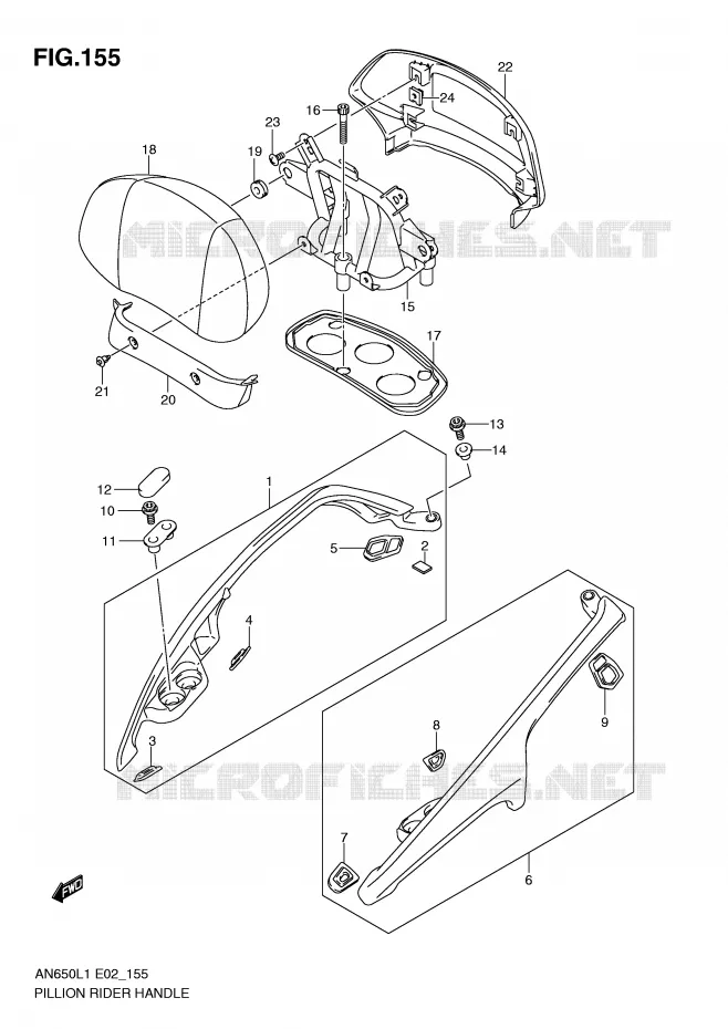 BACKREST (AN650AL1 E2) Suzuki SCOOTER 650 BURGMAN 2011  AN650L1(E2)