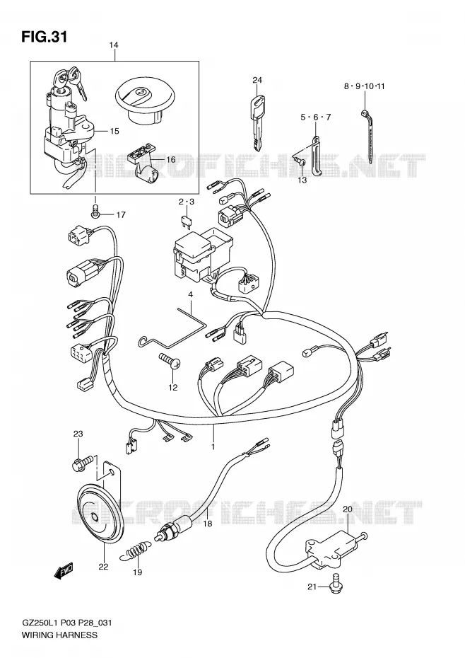 BEDRADING (MODEL P28) Suzuki MOTO 250 MARAUDER 2011  GZ250L1(P3)