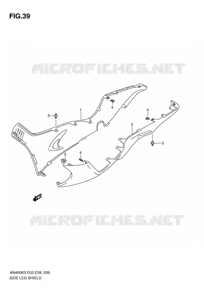 ONDERAANKLEDING (MODELE K3) Suzuki SCOOTER 400 BURGMAN 2005  AN400K5(E3/E28)