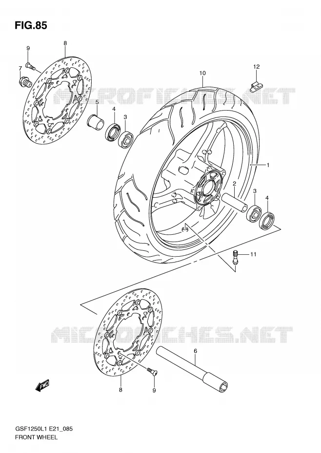 VOORWIEL (GSF1250L1 E21) Suzuki MOTO 1250 BANDIT 2011  GSF1250AL1(E21)
