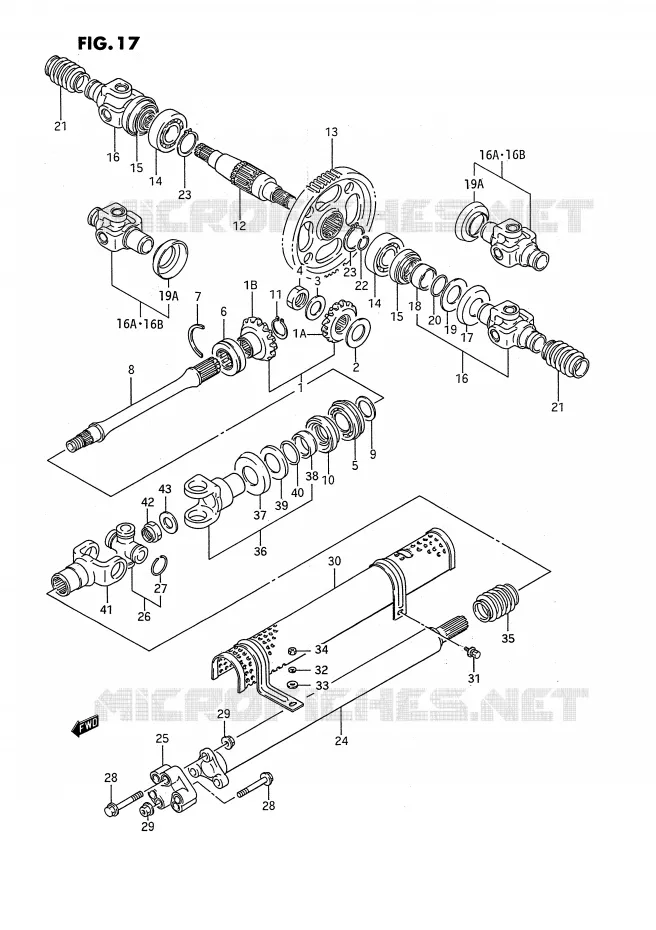 AANDRIJFAS (MODEL H/J/K/L/M/N/P) Suzuki QUAD 250 QUADRUNNER 1995  LT-4WDS(E3)