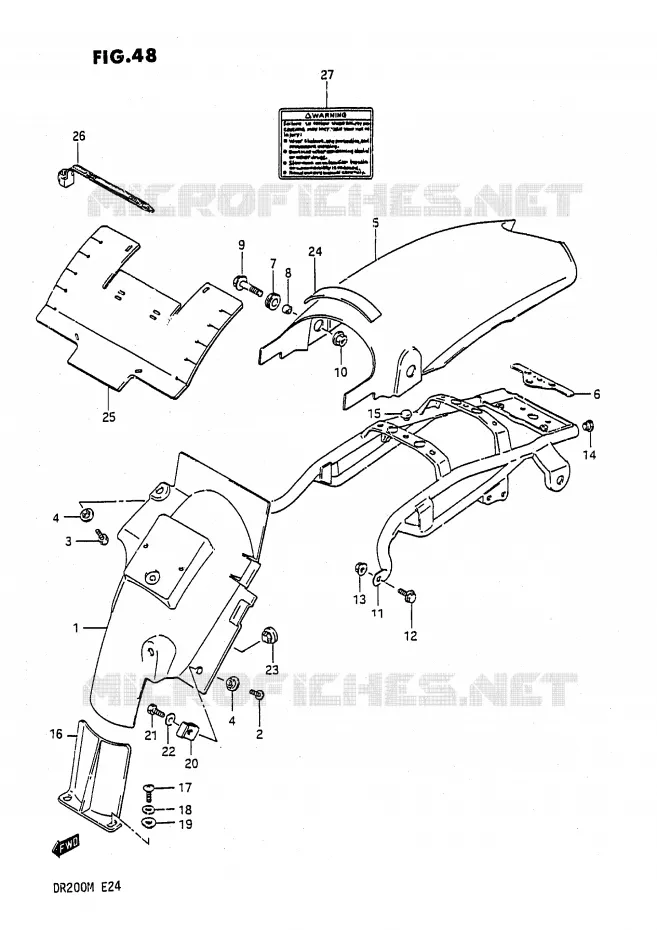 ACHTERSPATBORD (E1,E2) Suzuki MOTO 200 DR 1988  DR200J(E24)