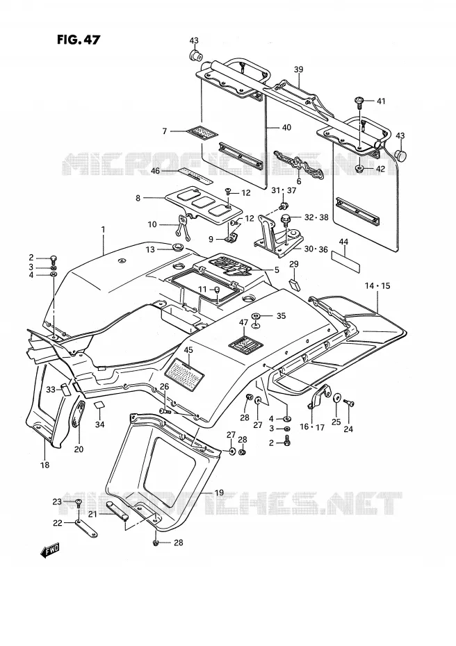 ACHTERSPATBORD (MODELE H/J/K/L) Suzuki QUAD 250 QUADRUNNER 1989  LT-4WDK(E3)