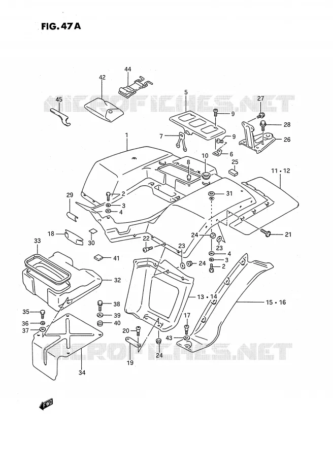 ACHTERSPATBORD (MODELE M/N/P/R/S) Suzuki QUAD 250 QUADRUNNER 1994  LT-4WDR(E3)