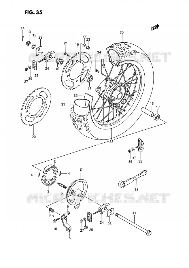 ACHTERWIEL (MODELE G/H/K) Suzuki MOTO 80 RM 1987  RM80H(E24)