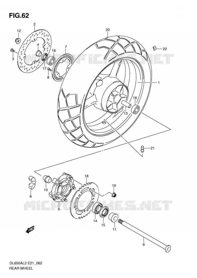 ACHTERWIEL Suzuki MOTO 650 V-STROM 2012  DL650AL2(E21)