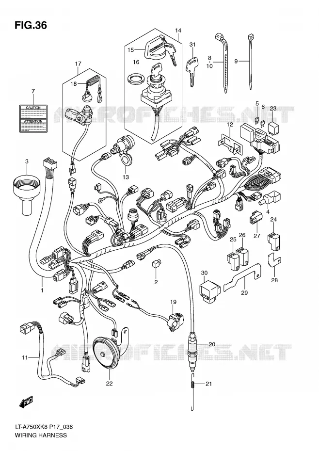 BEDRADING (P17) Suzuki QUAD 750 KINGQUAD 2010  LT-A750XL0(P17)