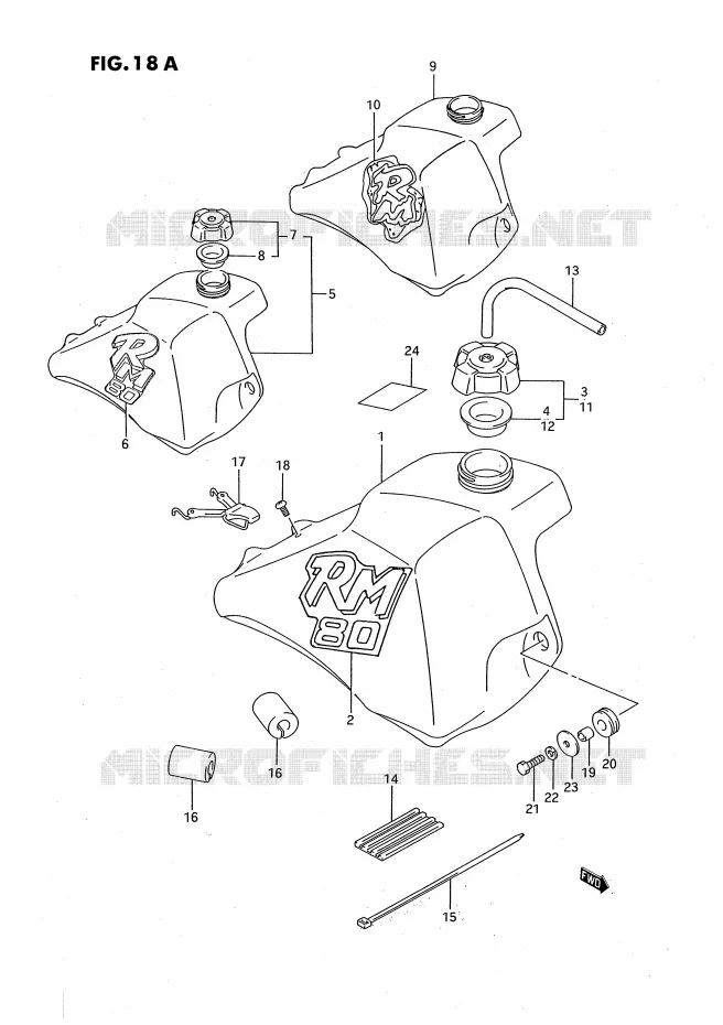 BENZINETANK (MODELE K/L/M) Suzuki MOTO 80 RM 1995  RM80S(E24)
