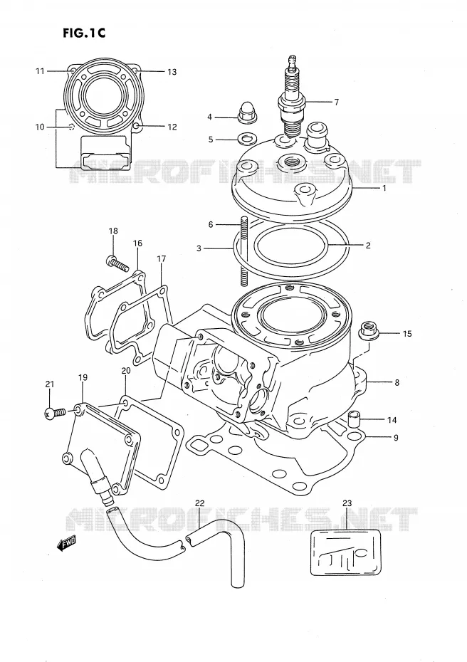 CILINDER (MODELE M/N/P/R/S) Suzuki MOTO 80 RM 1993  RM80P(E24)
