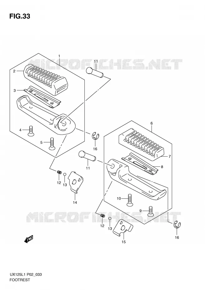 FOOTREST Suzuki SCOOTER 125 SIXTEEN 2011  UX125L1(P02)