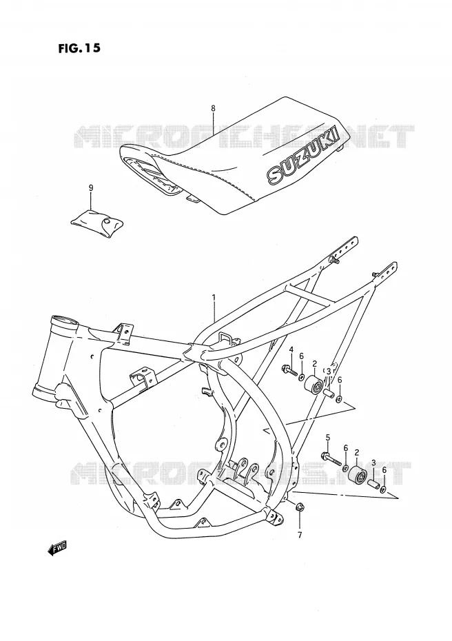 FRAME - SEAT (MODELE G) Suzuki MOTO 80 RM 1993  RM80P(E24)