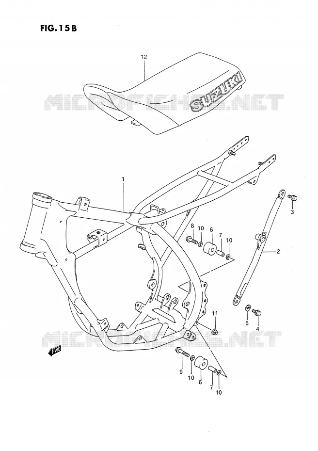 FRAME - SEAT (MODELE M/N) Suzuki MOTO 80 RM 1988  RM80J(E24)