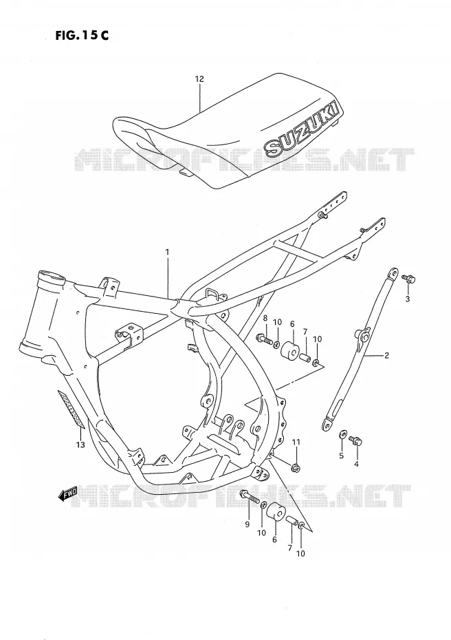FRAME - SEAT (MODELE P/R/S) Suzuki MOTO 80 RM 1992  RM80N(E24)