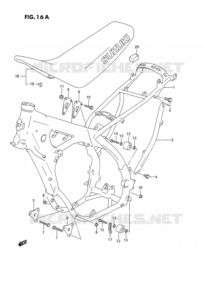 FRAME - SEAT (MODELE R/S) Suzuki MOTO 250 RM-250 1995  RM250S(E3)