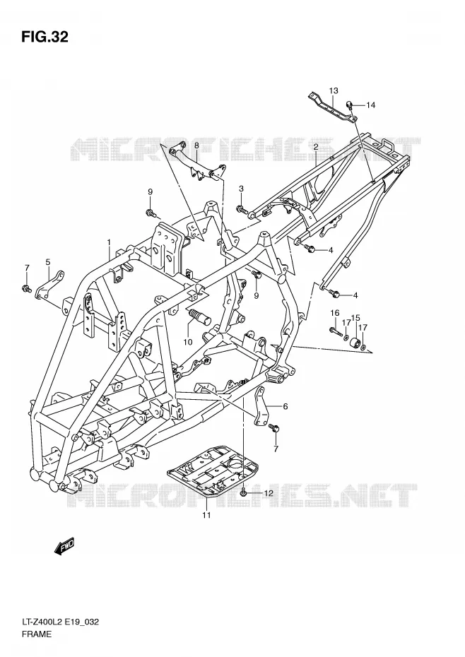 FRAME (LT-Z400L2 E19) Suzuki QUAD 400 QUADSPORT 2015  LT-Z400L2(E19)
