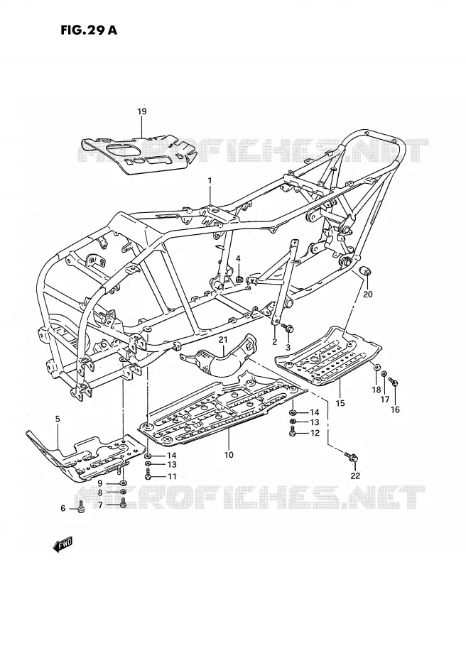 FRAME (MODELE L/M/N/P/R/S) Suzuki QUAD 250 QUADRUNNER 1988  LT-4WDJ(E3)