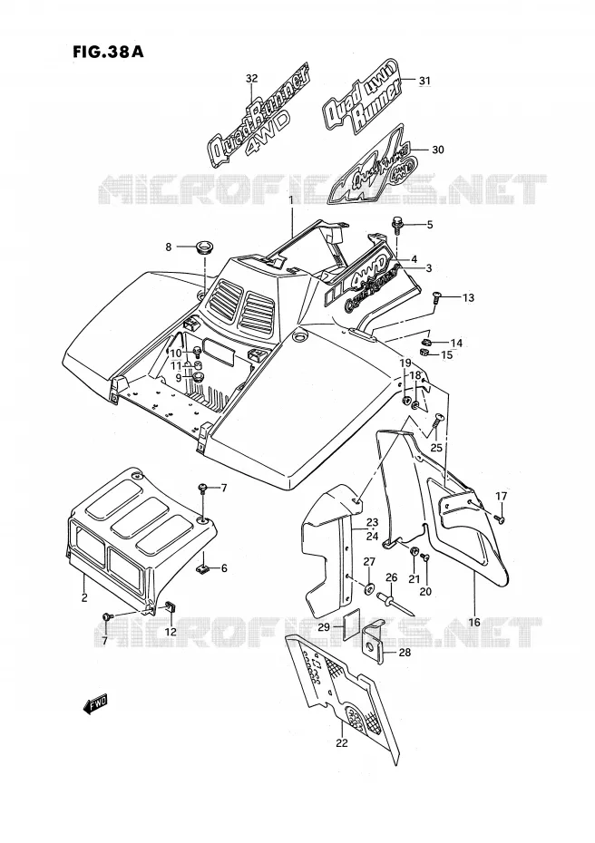 FRONT FENDER (MODELE M/N/P/R/S) Suzuki QUAD 250 QUADRUNNER 1988  LT-4WDJ(E3)