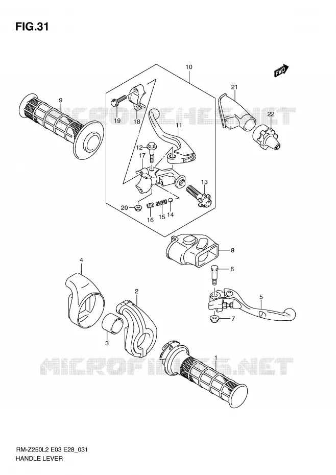 HANDGRIPS - LEVERS Suzuki MOTO 250 RM-Z 2012  RM-Z250L2(E03)