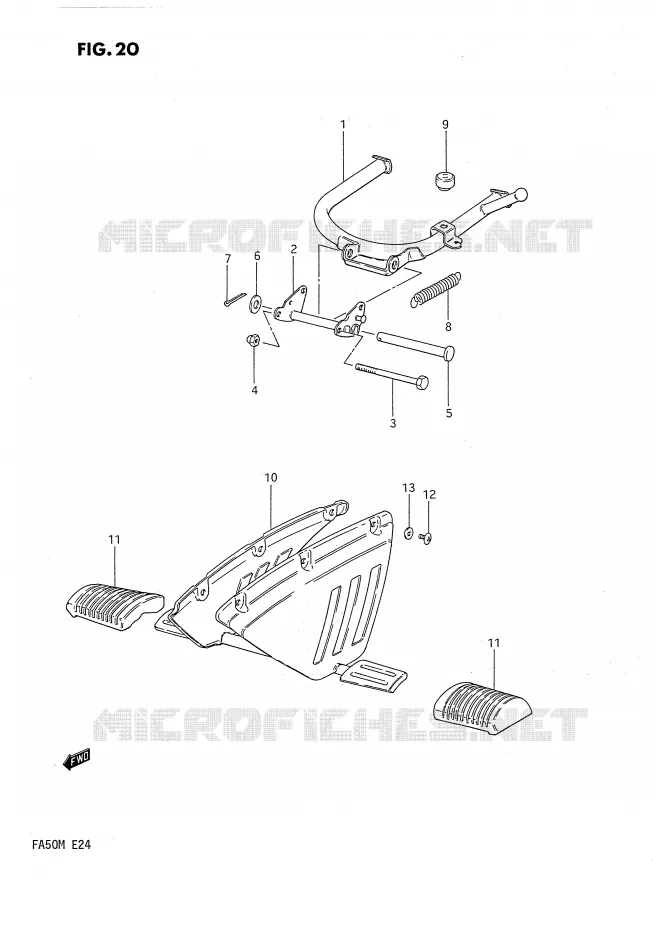 MIDDENTRIBUNE - FOOTREST Suzuki SCOOTER 50 FA 1990  FA50L(E24)