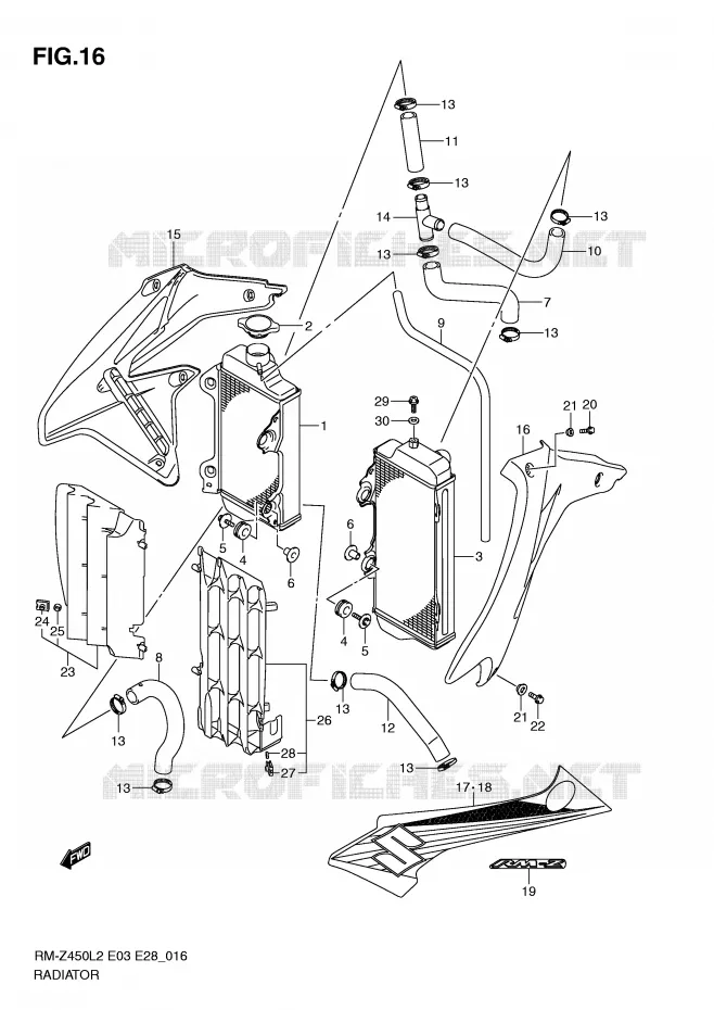 RADIATOR Suzuki MOTO 450 RM-Z 2012  RM-Z450L2(E3)