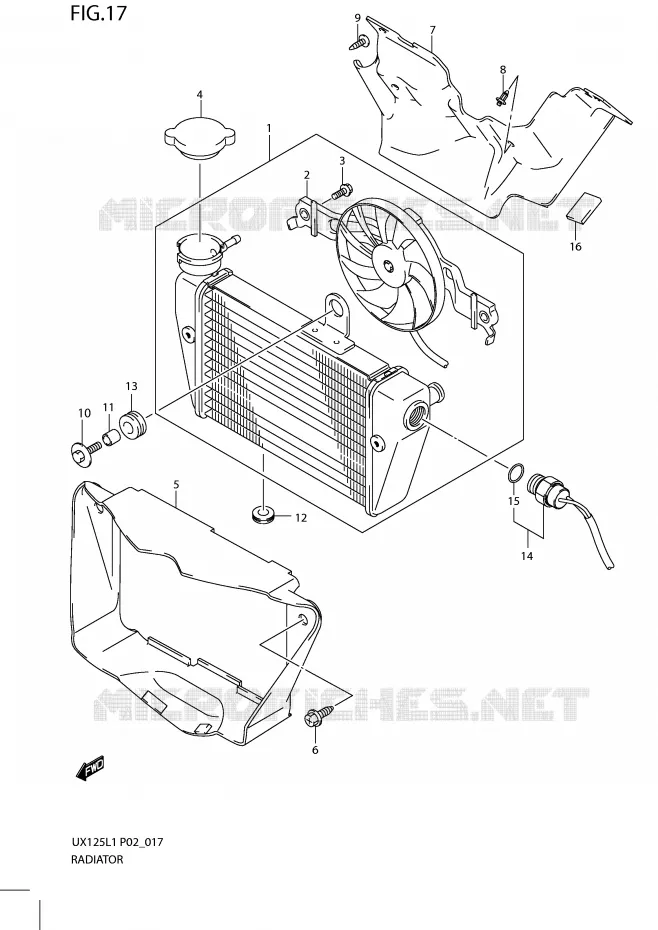 RADIATOR Suzuki SCOOTER 125 SIXTEEN 2011  UX125L1(P02)
