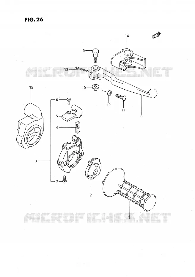 RIGHT SWITCH - HANDGREEP (MODELE G/H) Suzuki MOTO 80 RM 1994  RM80R(E24)