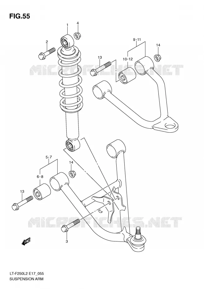 SCHOKDEMPER - VORKBEEN Suzuki QUAD 250 OZARK 2012  LT-F250L2(E17)