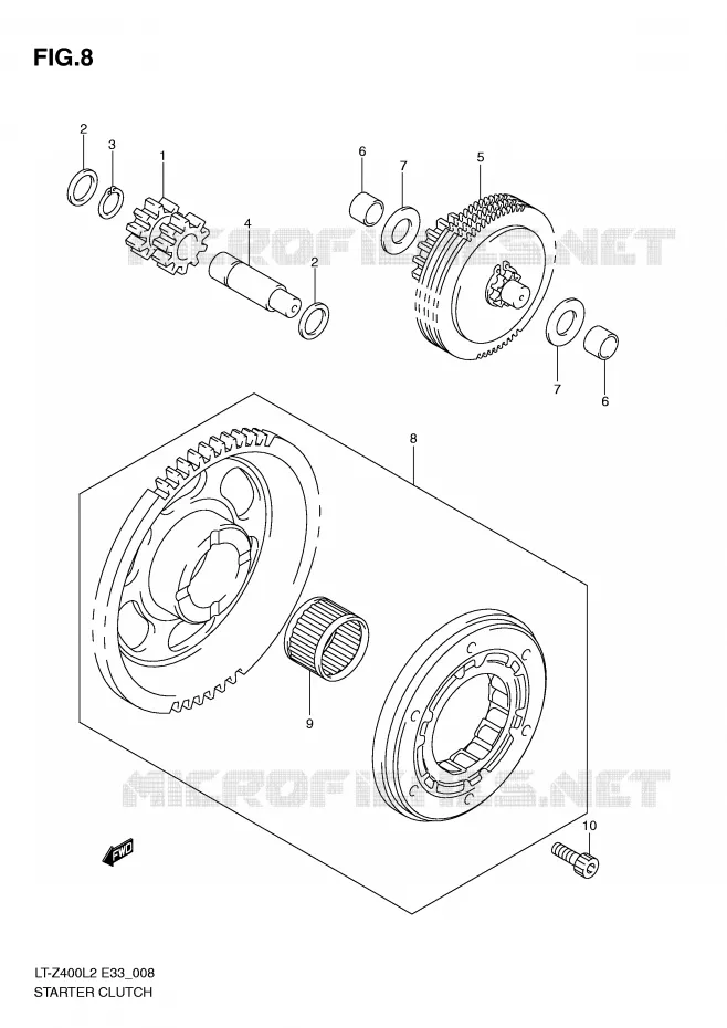 STARTMOTOR CLUTCH Suzuki QUAD 400 QUADSPORT 2012  LT-Z400ZL2(E33)