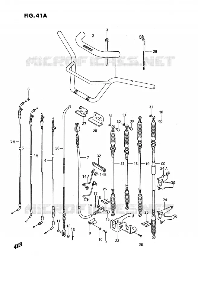 STUUR - KABELS (MODELE J/K/L/M/N/P/R/S) Suzuki QUAD 250 QUADRUNNER 1990  LT-4WDL(E3)