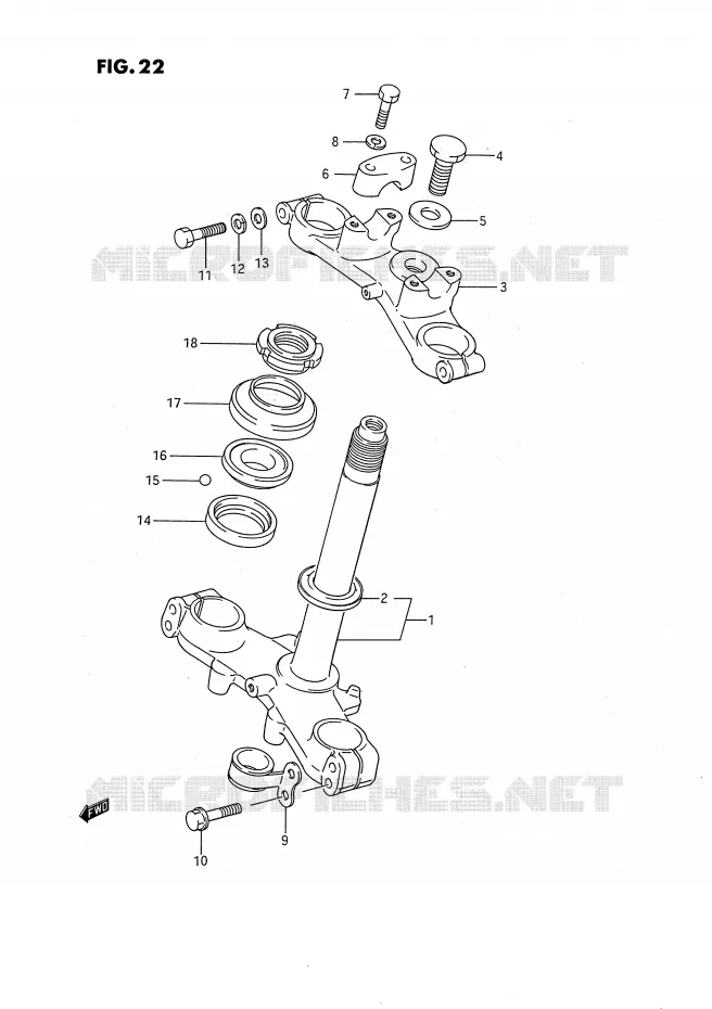 STUURKOLOM (MODELE G/H) Suzuki MOTO 80 RM 1994  RM80R(E24)