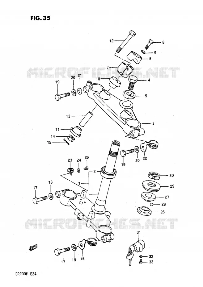 STUURKOLOM (MODELE H/J/K/M) Suzuki MOTO 200 DR 1989  DR200K(E24)