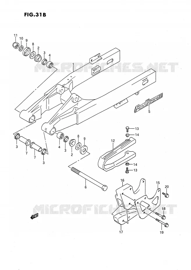 SWINGARM (MODELE L) Suzuki MOTO 80 RM 1988  RM80J(E24)