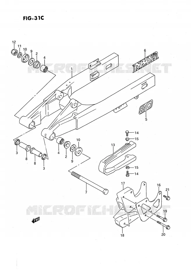 SWINGARM (MODELE M/N/P/R/S) Suzuki MOTO 80 RM 1988  RM80J(E24)