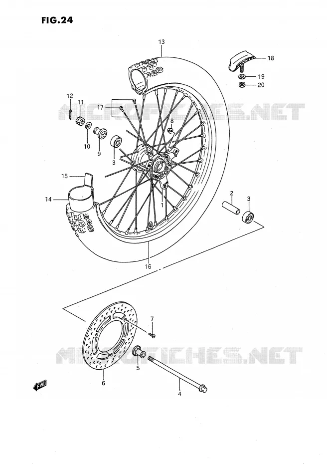 VOORWIEL (MODELE G/H/K) Suzuki MOTO 80 RM 1988  RM80J(E24)
