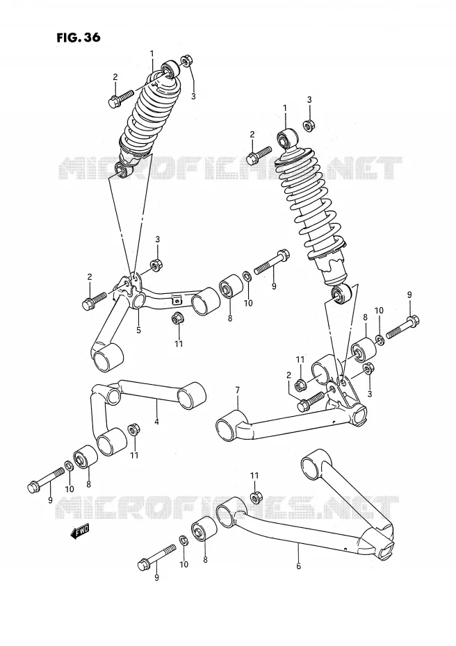 VOORWIELOPHANGING ARM Suzuki QUAD 250 QUADRUNNER 1995  LT-4WDS(E3)