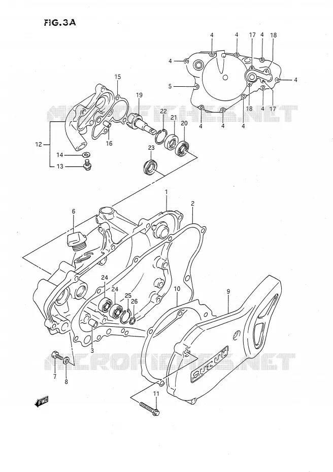 WATER POMPHUIS (MODELE K/L/M/N/P/R/S) Suzuki MOTO 80 RM 1987  RM80H(E24)