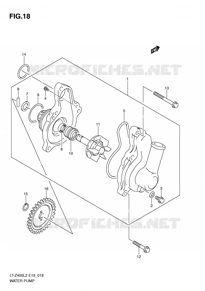 WATERPOMP Suzuki QUAD 400 QUADSPORT 2015  LT-Z400L2(E19)