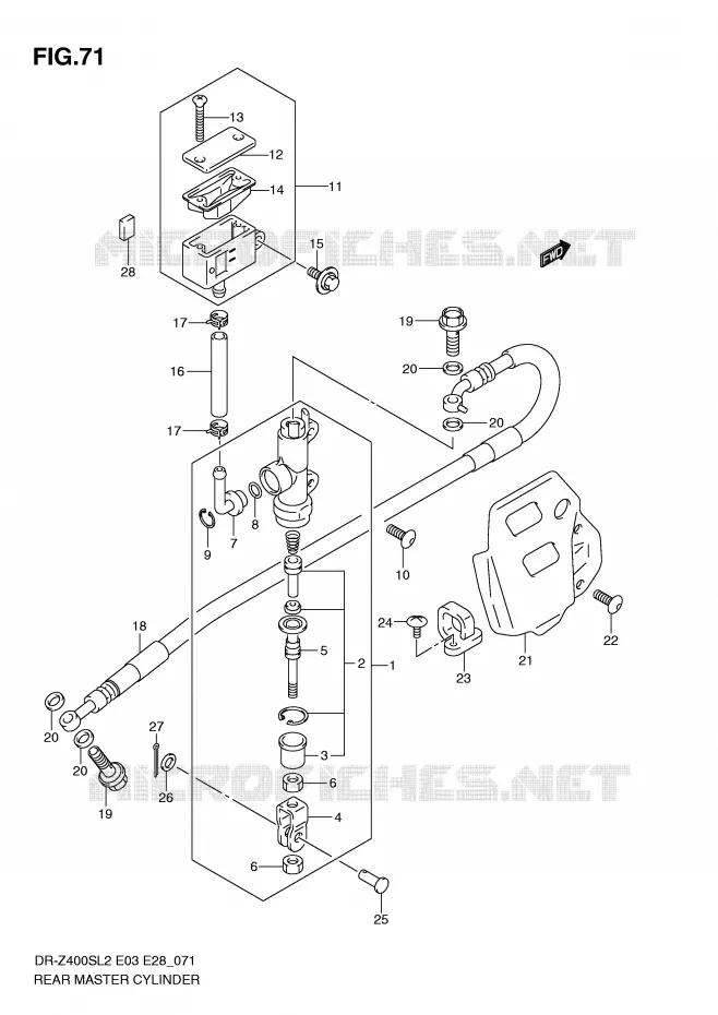 ACHTER HOOFDREMCILINDER Suzuki MOTO 400 DR-Z 2012  DR-Z400SL2(E03)