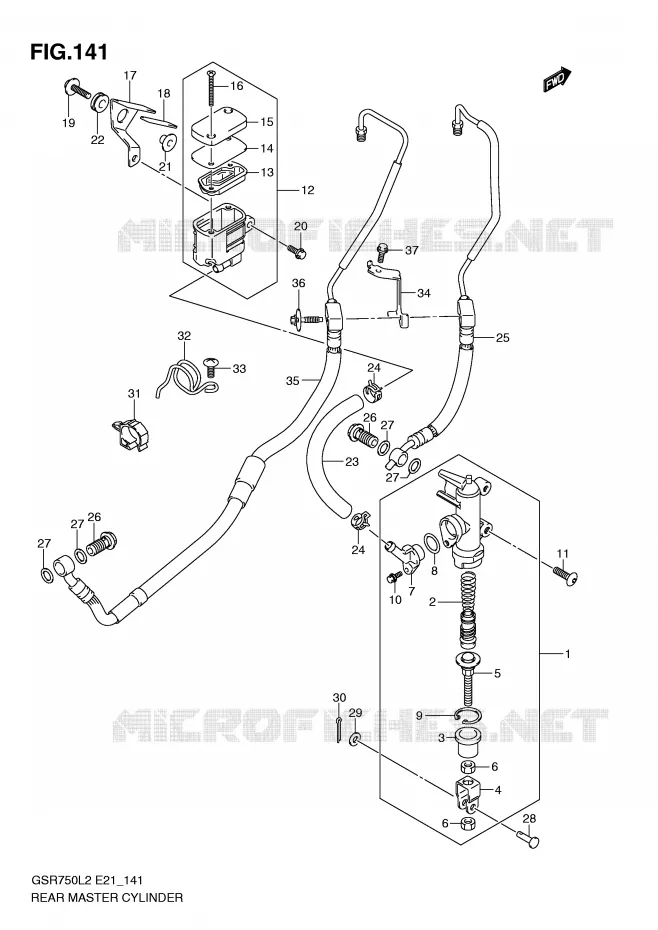 ACHTER hoofdremcilinder (GSR750AL2 E21) Suzuki MOTO 750 GSR 2012  GSR750AUEL2(E21)