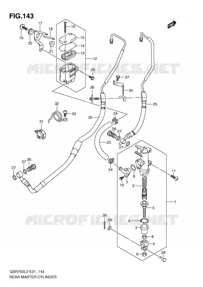 ACHTER hoofdremcilinder (GSR750AUEL2 E21) Suzuki MOTO 750 GSR 2012  GSR750AL2(E21)
