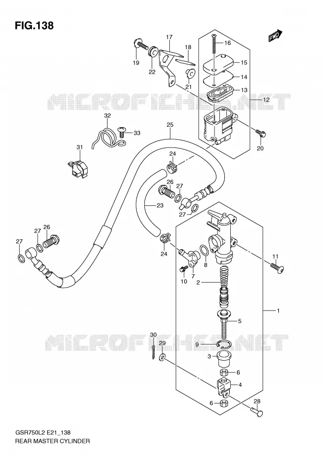 ACHTER hoofdremcilinder (GSR750L2 E21) Suzuki MOTO 750 GSR 2012  GSR750UEL2(E21)