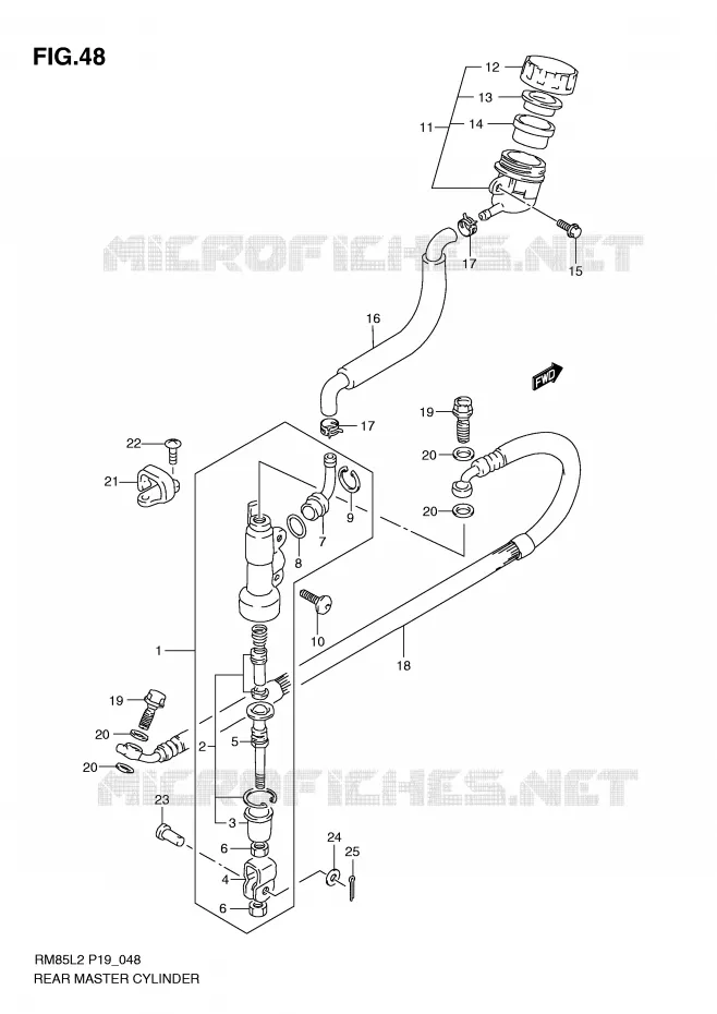 ACHTER hoofdremcilinder (RM85LL2 P19) Suzuki MOTO 85 RM 2012  RM85LL2(P19)