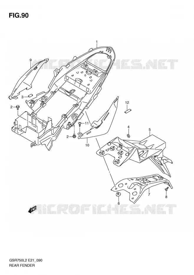 ACHTERSPATBORD (GSR750AL2 E21) Suzuki MOTO 750 GSR 2012  GSR750AL2(E21)