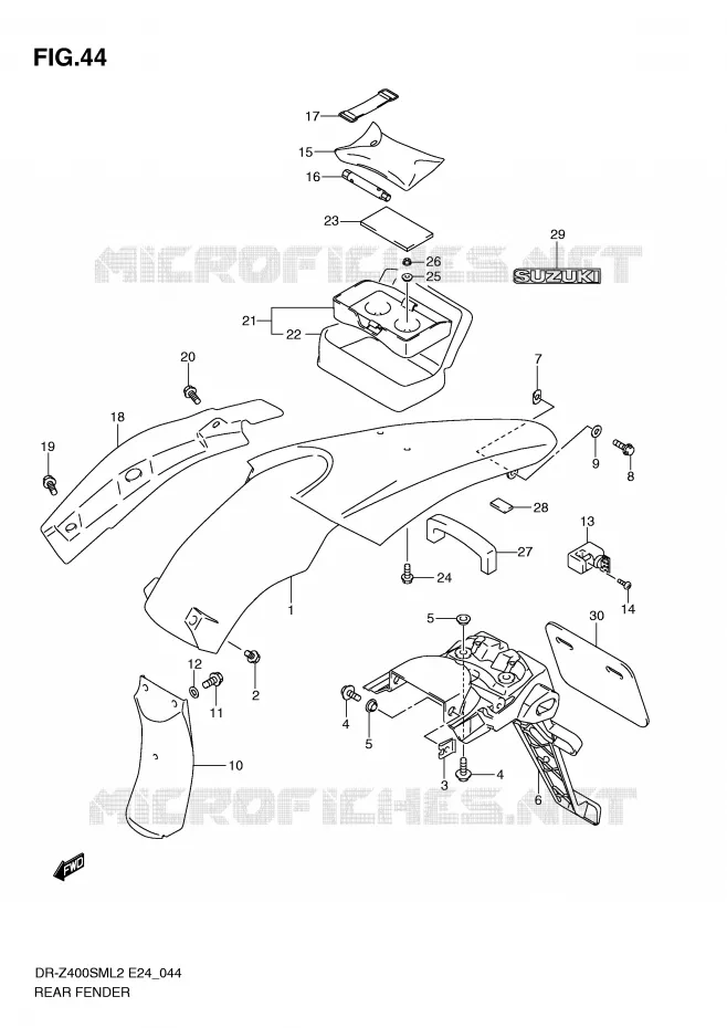 ACHTERSPATBORD Suzuki MOTO 400 DR-Z 2012  DR-Z400SML2(E24)