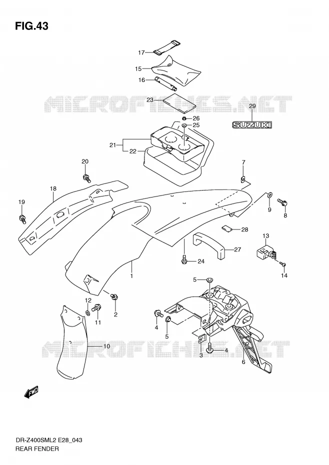 ACHTERSPATBORD Suzuki MOTO 400 DR-Z 2012  DR-Z400SML2(E28)