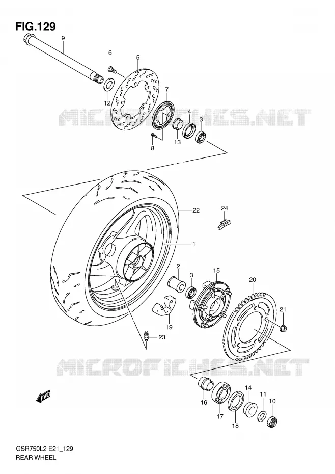 ACHTERWIEL (GSR750AL2 E21) Suzuki MOTO 750 GSR 2012  GSR750L2(E21)