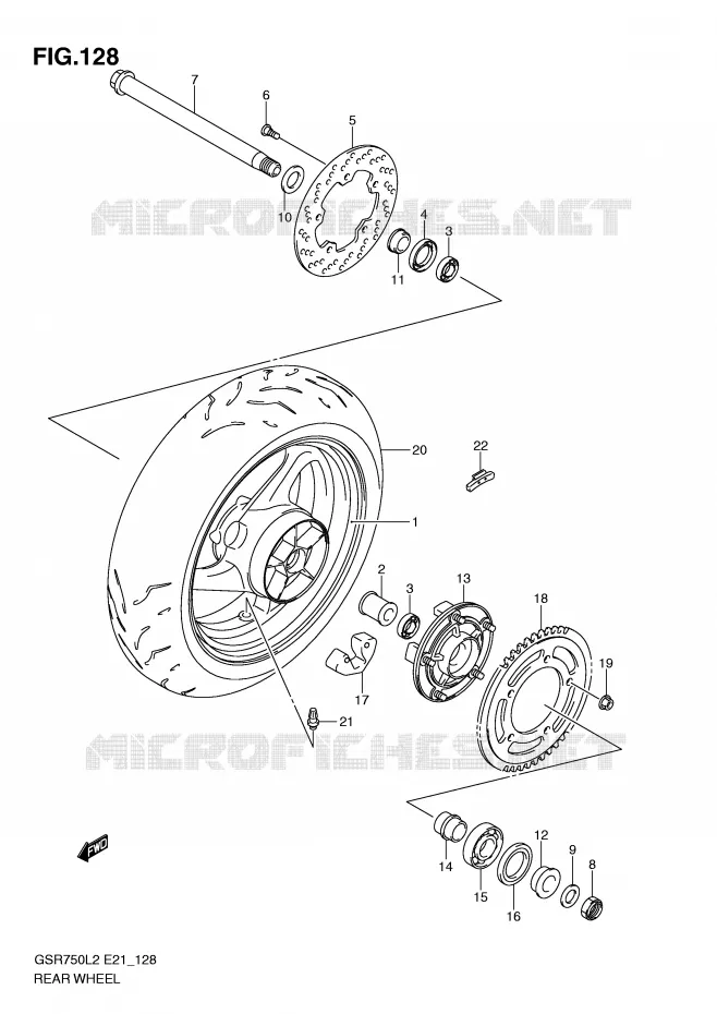 ACHTERWIEL (GSR750UEL2 E21) Suzuki MOTO 750 GSR 2012  GSR750UEL2(E21)