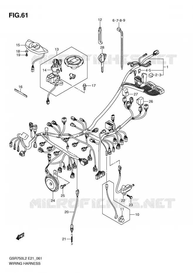 BEDRADING (GSR750AL2 E21) Suzuki MOTO 750 GSR 2012  GSR750AL2(E21)