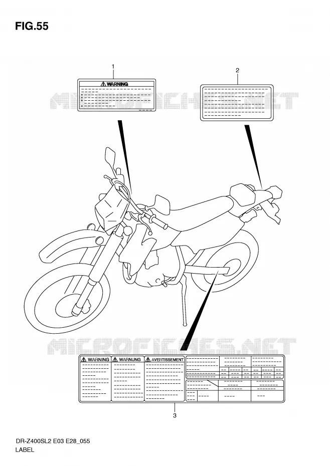ETIKET (DR-Z400SL2 E03) Suzuki MOTO 400 DR-Z 2012  DR-Z400SL2(E03)