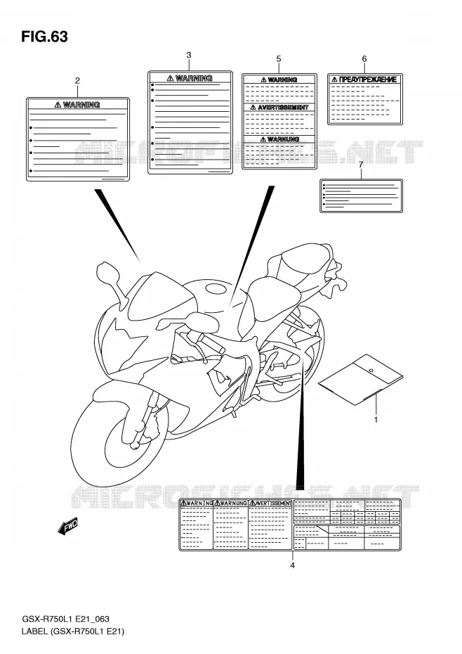 ETIKET (GSX-R750L1 E21) Suzuki MOTO 750 GSX-R 2011  GSX-R750UFL1(E21)